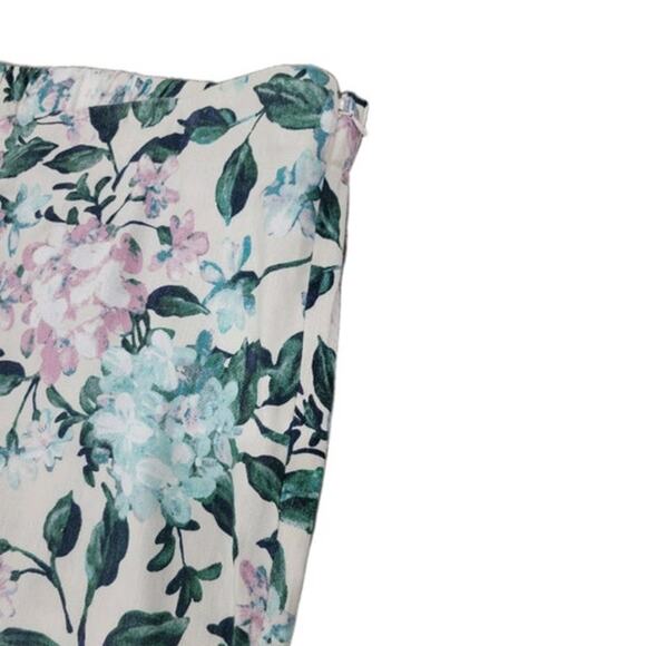 J Jill Linen Stretch Pants Womens XL Floral Print Linen‎ Button Ankle Crop - Picture 5 of 10